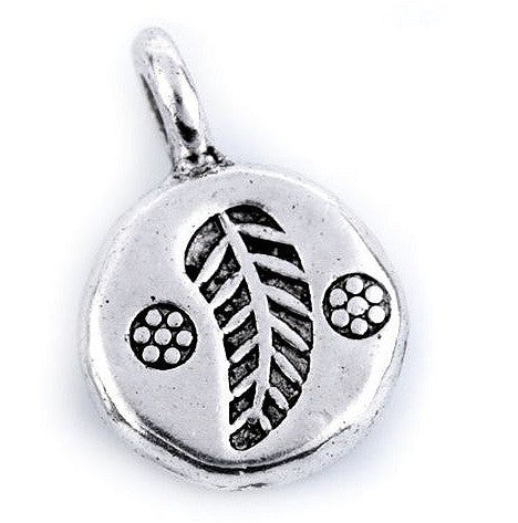 Anhänger Feder rund Silber