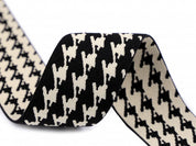 Gummiband weich 40mm - Hahnentritt - Schwarz-Beige - Meterware