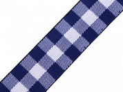 Gummiband weich 40mm - Karomuster - Blau und Schwarz - Meterware