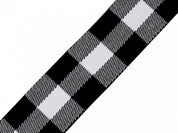 Gummiband weich 40mm - Karomuster - Blau und Schwarz - Meterware