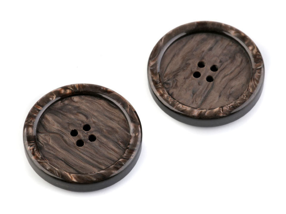 Kunststoffknopf 30 mm - Braun melange - 2er Set