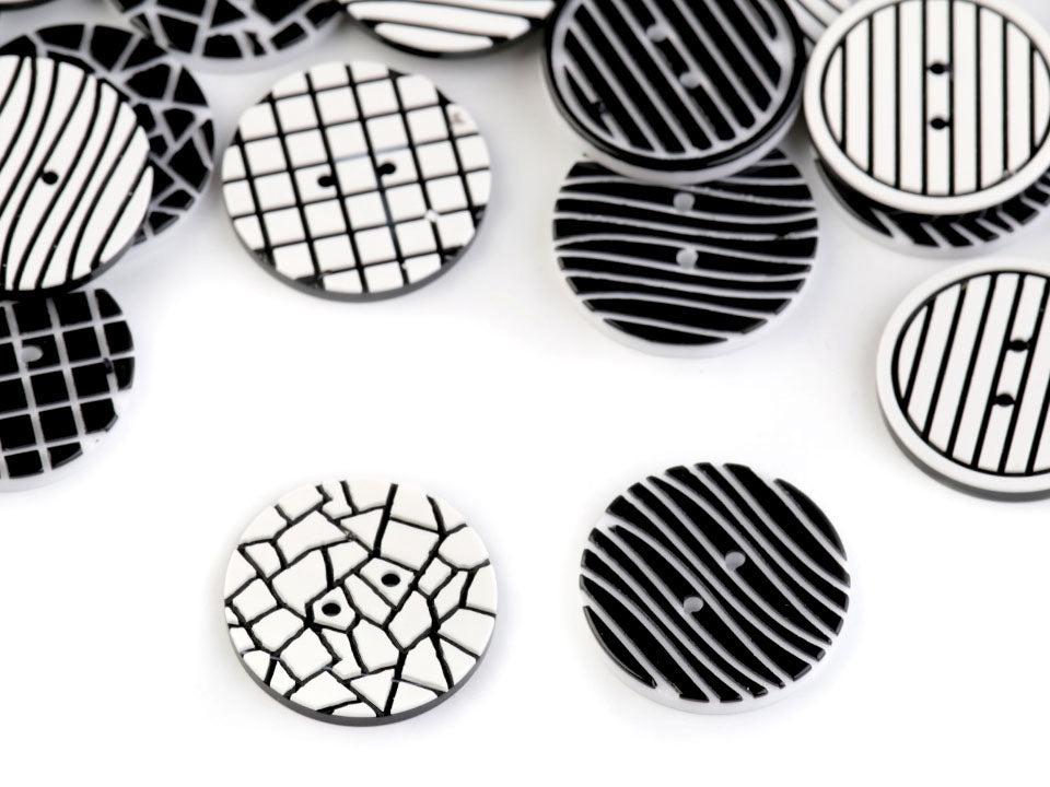 Kunststoffknopf 20mm Schwarz-Weiß - 2er-Set