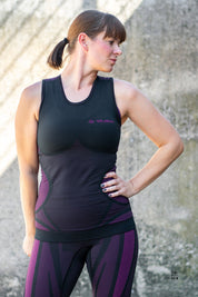 st.able Patrona - Damen Kompressions-Tanktop - schwarz-lila