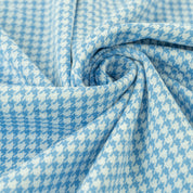 Stoffmuster Jacquard "Hahnentritt" Baumwolle Hellblau