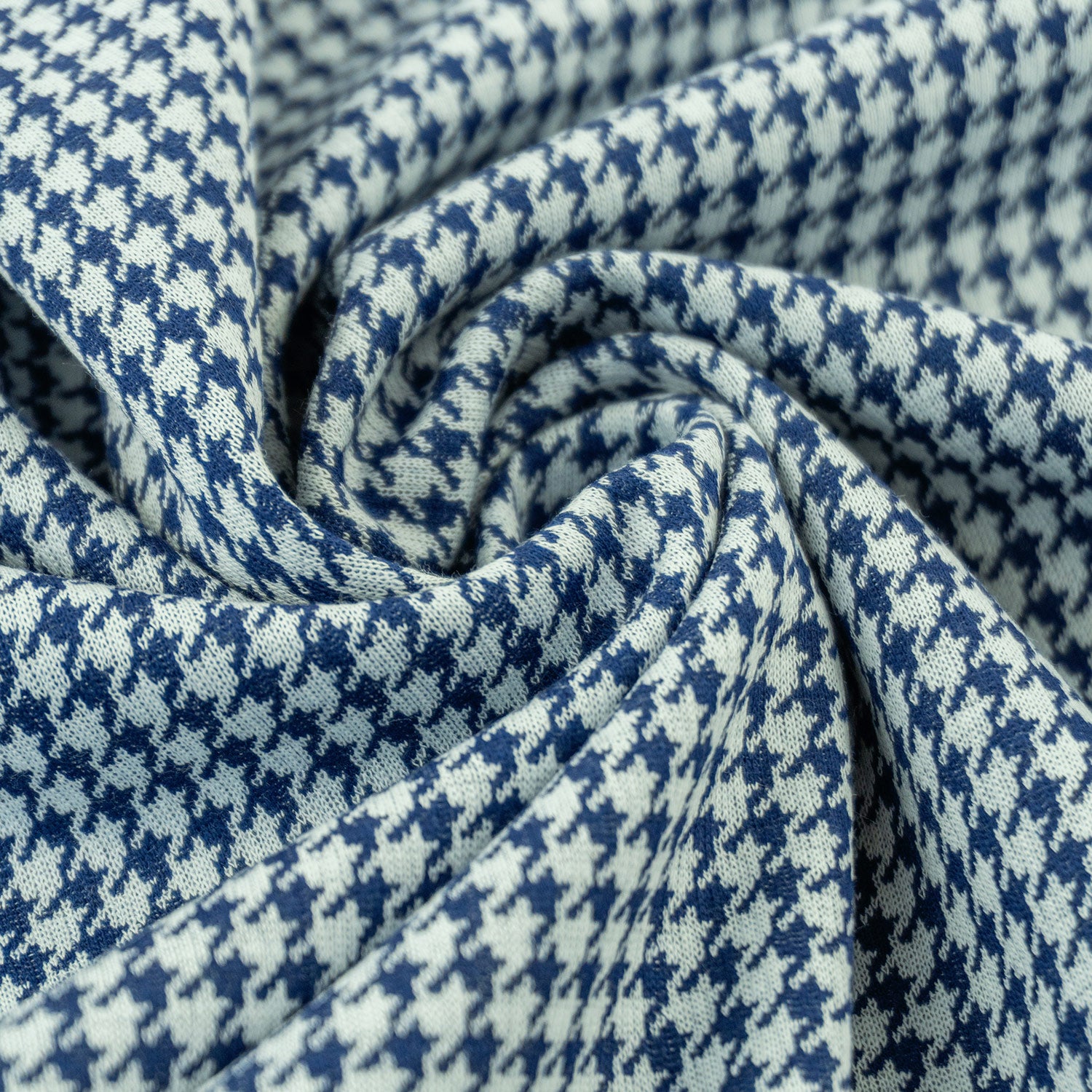 Jacquardjersey "Hahnentritt" Baumwolle Marine