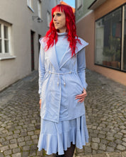 B-WARE - Jacquardjersey "Hahnentritt" Baumwolle Hellblau