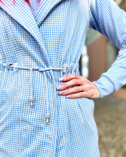 B-WARE - Jacquardjersey "Hahnentritt" Baumwolle Hellblau