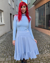 B-WARE - Jacquardjersey "Hahnentritt" Baumwolle Hellblau