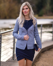 Jacquardjersey "Hahnentritt" Baumwolle Marine