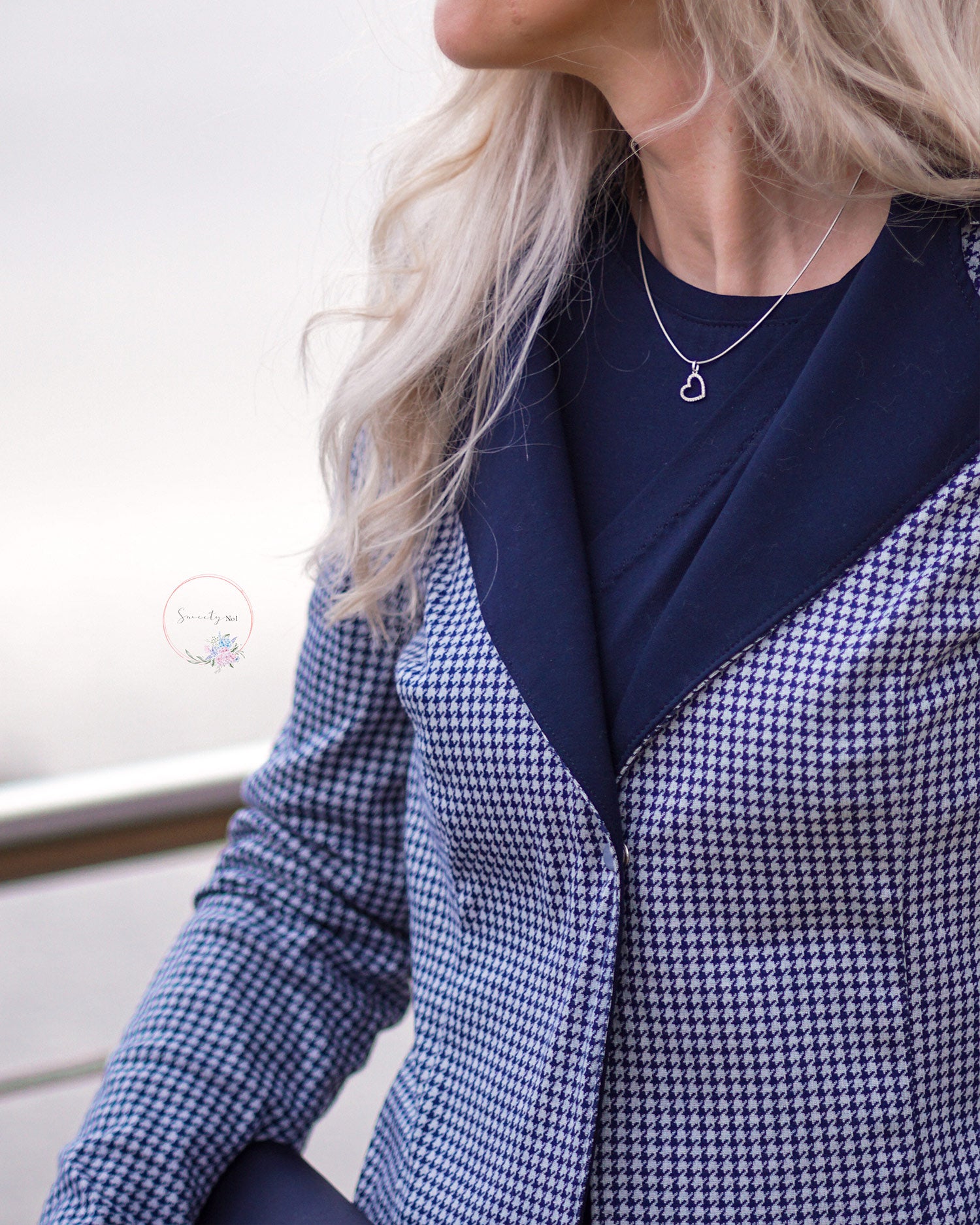 Jacquardjersey "Hahnentritt" Baumwolle Marine