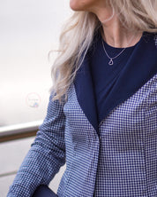 Jacquardjersey "Hahnentritt" Baumwolle Marine