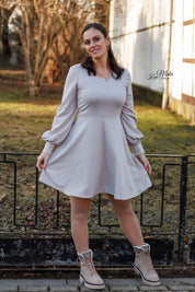 Reststücke - Jacquardjersey "Hahnentritt" Baumwolle Sand