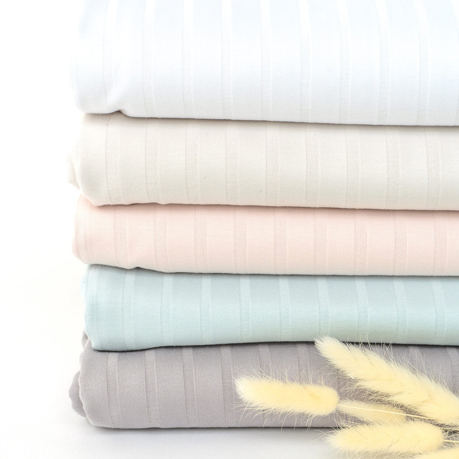 Interlock-Rippjersey "Siena" 100% Baumwolle 150g/m² Hellgrau - Coupon