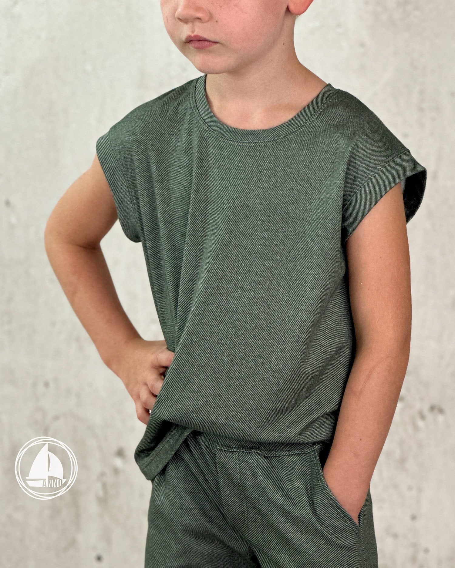 Interlockjersey 100% Baumwolle 140g/m² bedruckt Olive Jeans