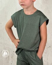 Interlockjersey 100% Baumwolle 140g/m² bedruckt Olive Jeans