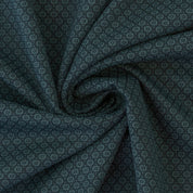 Reststück 2,3m - Interlockjersey Baumwolle bedruckt mit Blumen Blau