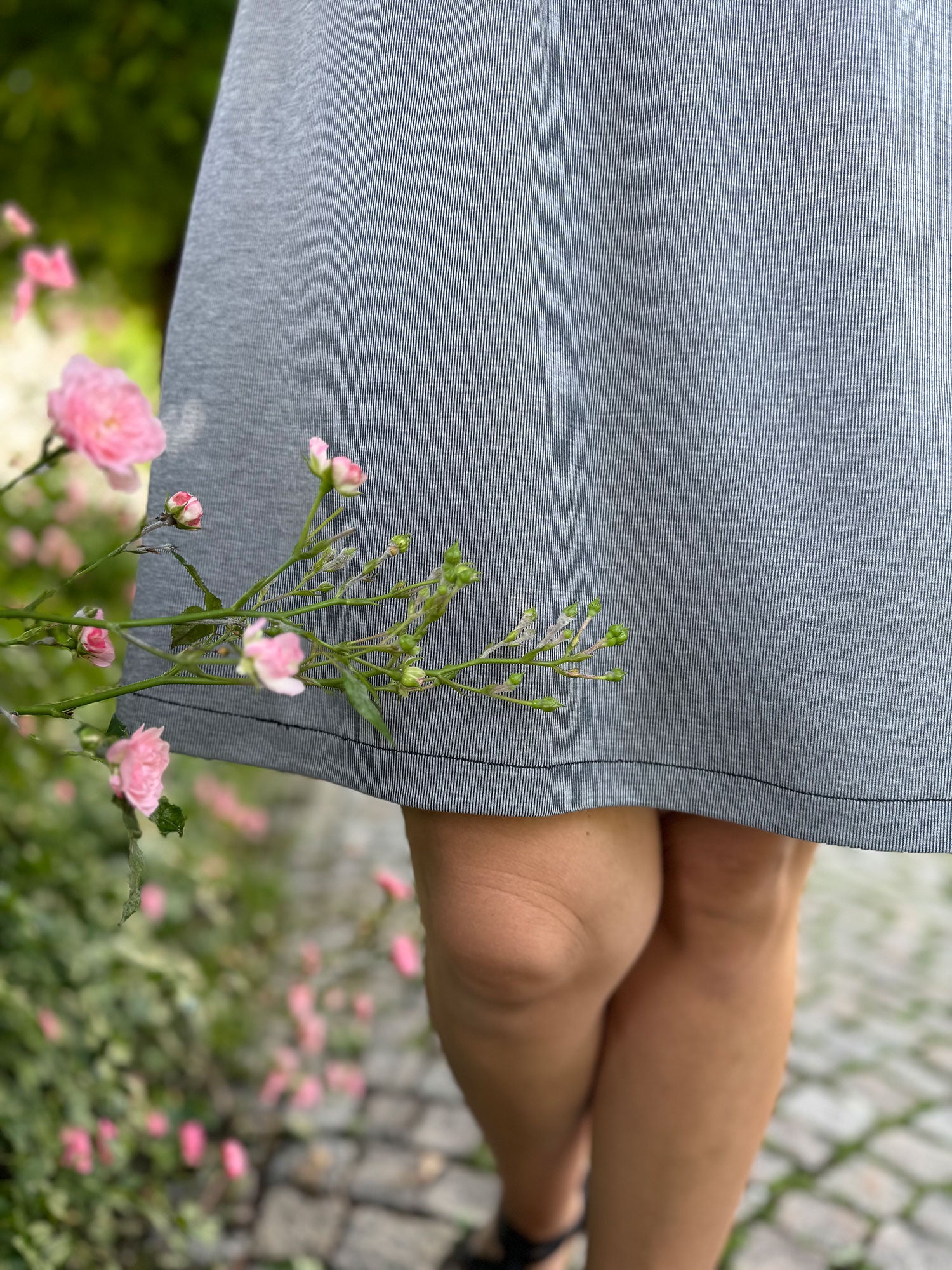 Jacquardjersey "Mailand" Längsgestreift Baumwolle 150g/m² Schwarz