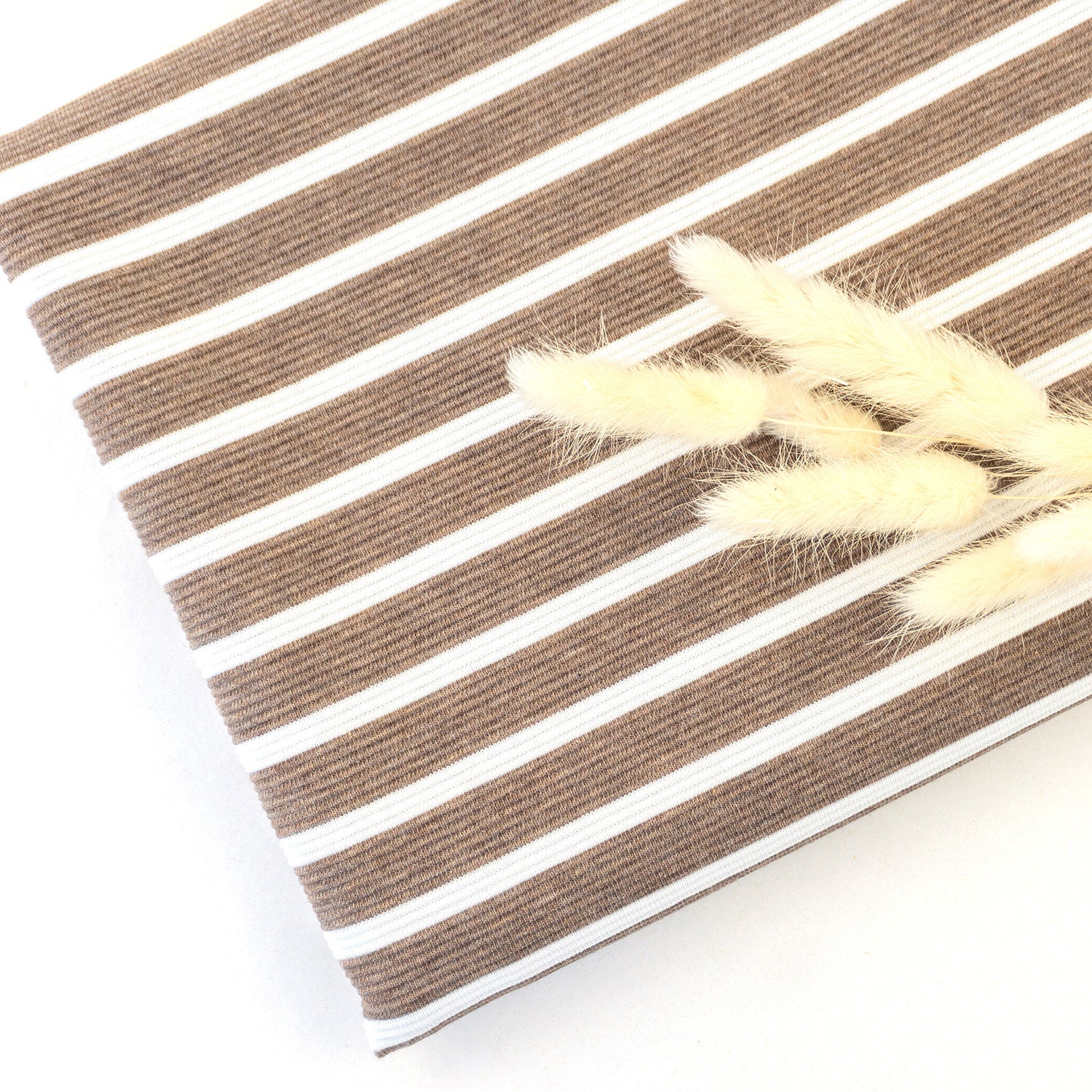 Ottoman Rippjersey Streifen braunmeliert-natur