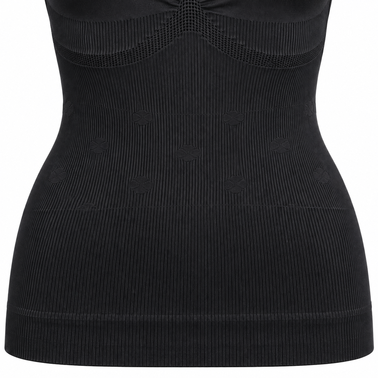 Detail der feinen Rippenstruktur mit dezenten Kleeblatt-Motiven am Silhouettea Shapewear-Top