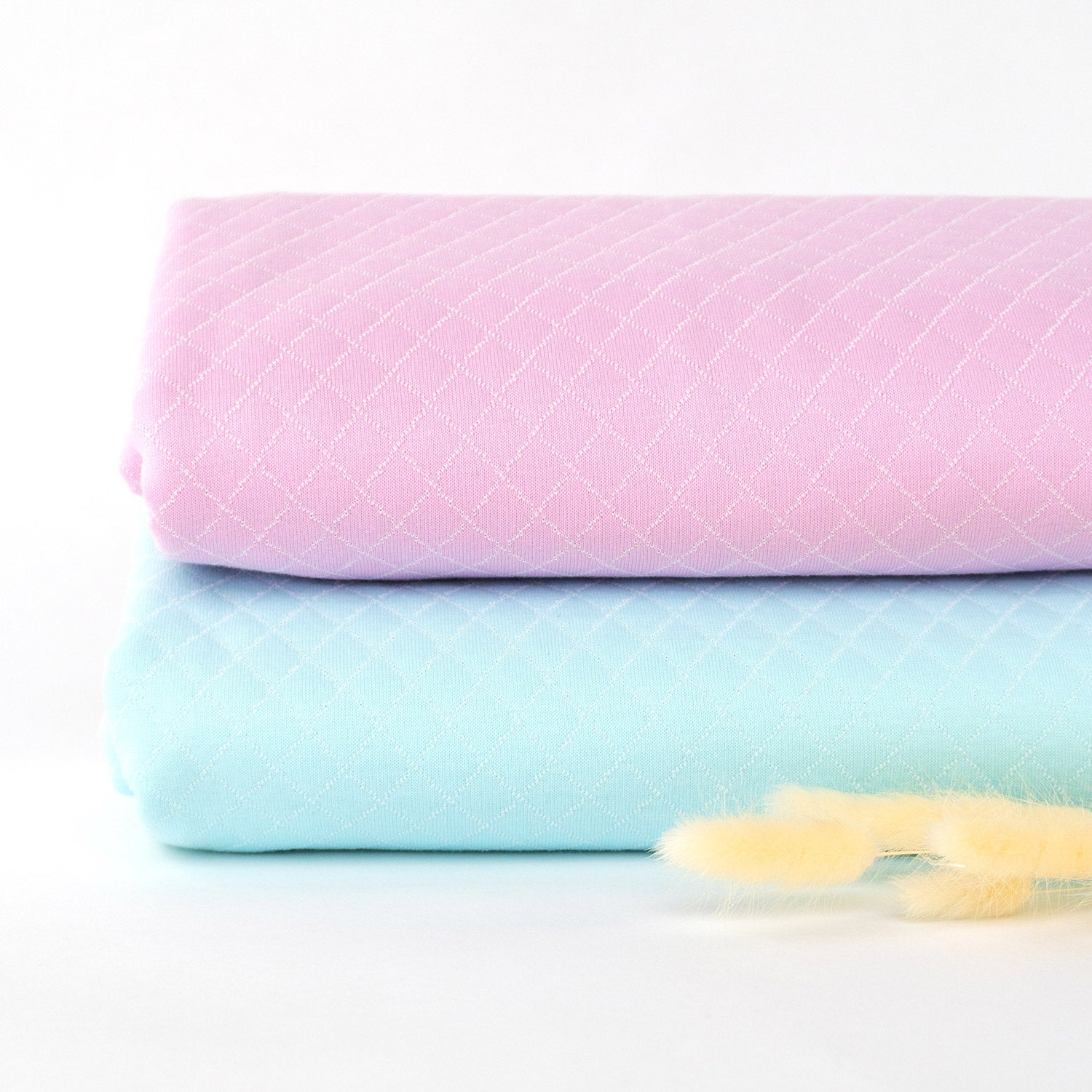 Feinripp Jacquard Steppkaro 260g/m² Rosa