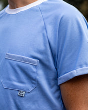 Jacquardjersey "Verona" Diagonalstreifen 100% Baumwolle 140g/m² Himmelblau