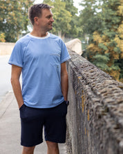 Jacquardjersey "Verona" Diagonalstreifen 100% Baumwolle 140g/m² Himmelblau