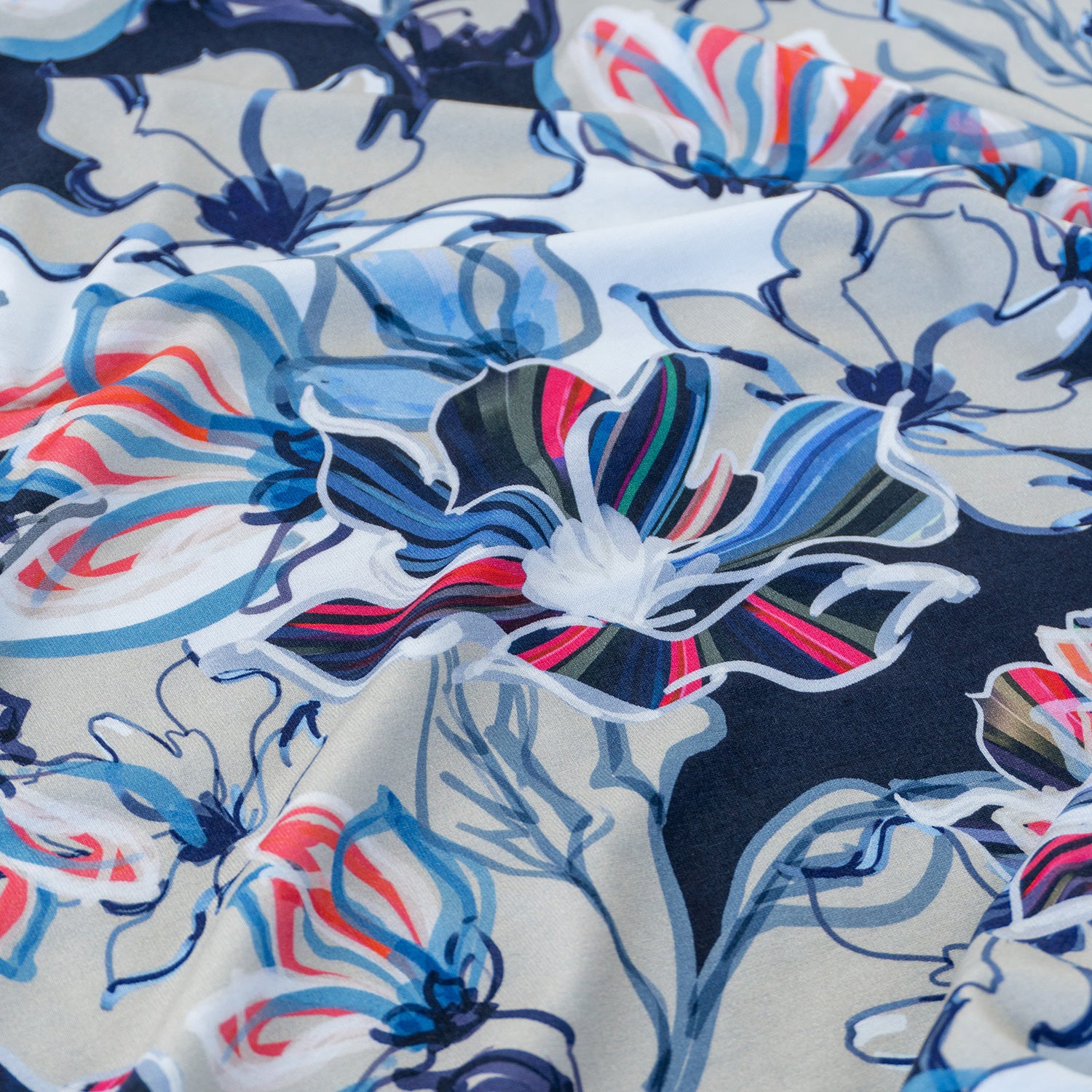 Viskosejersey mit Elasthan 190g/m² bedruckt "Flower Breeze"